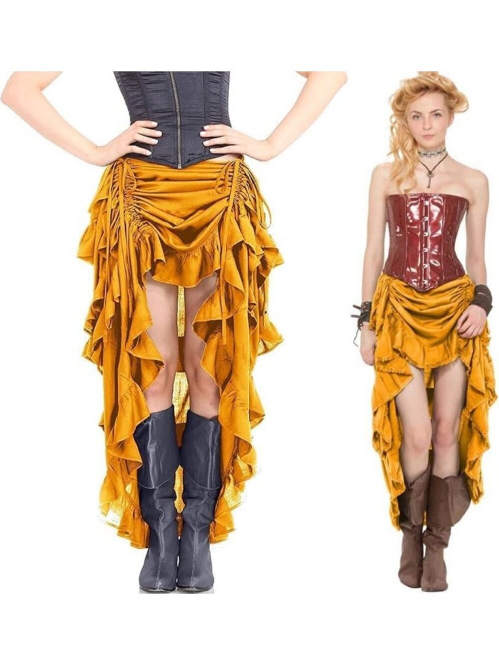 Steampunk Victorian High-Low Show Girl Skirt Costume for Women, Size XL